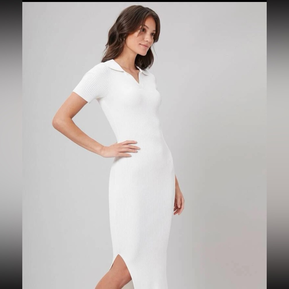 WHITE MIDI SWEATER POLO DRESS NEVER WORN BNWT
